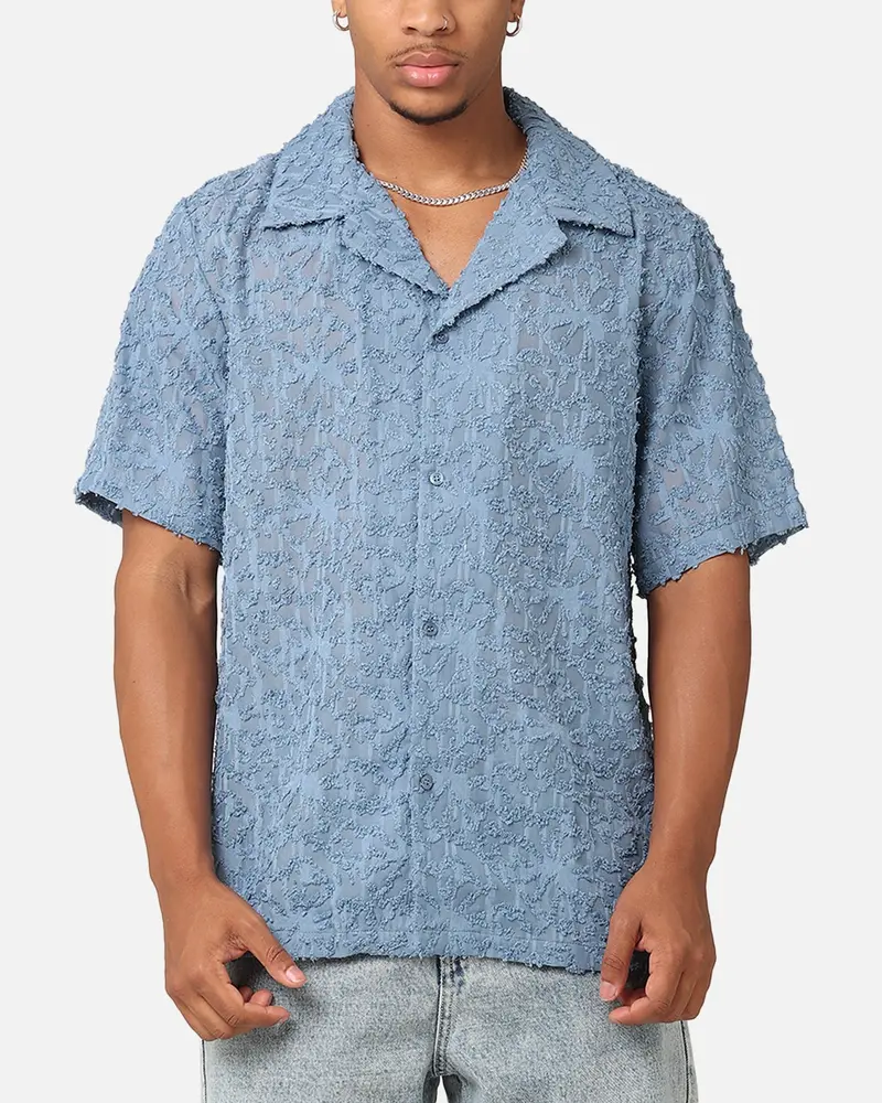 Xxiii Sheer Daisy Button Up Shirt Floral Blue 1