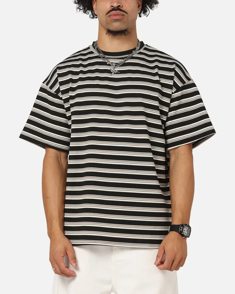 Xxiii Standard Stripe T-Shirt Black/Grey 1