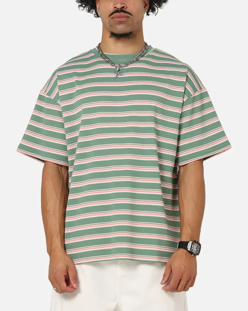 Xxiii Standard Stripe T-Shirt Green/Pink 1