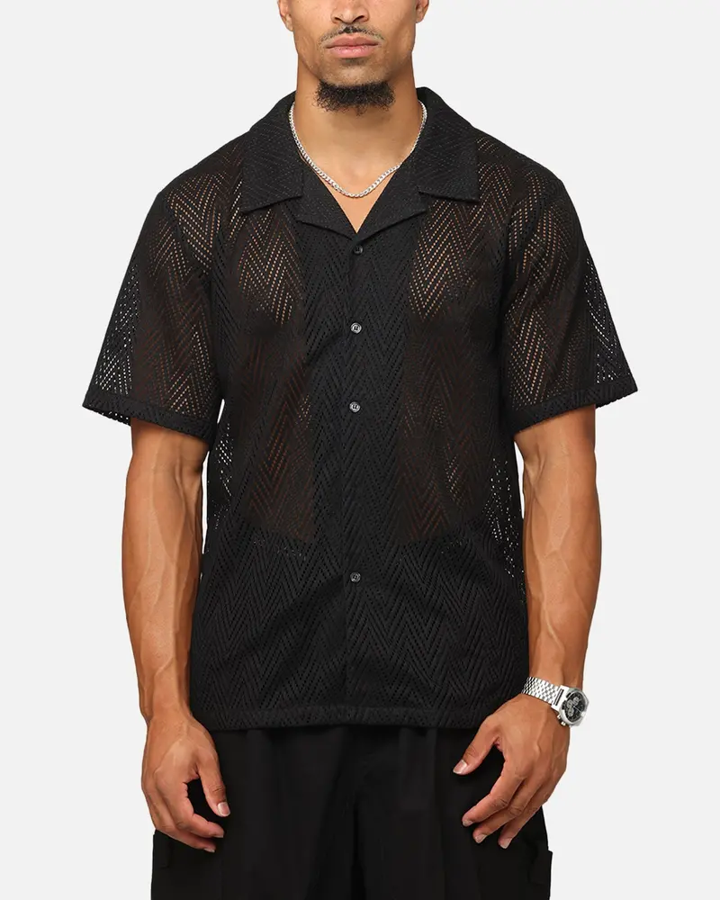 Xxiii Terrace Knit Button Up Shirt Black 1