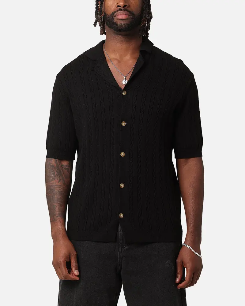 Xxiii Terry Knit Button Up Shirt Black 1