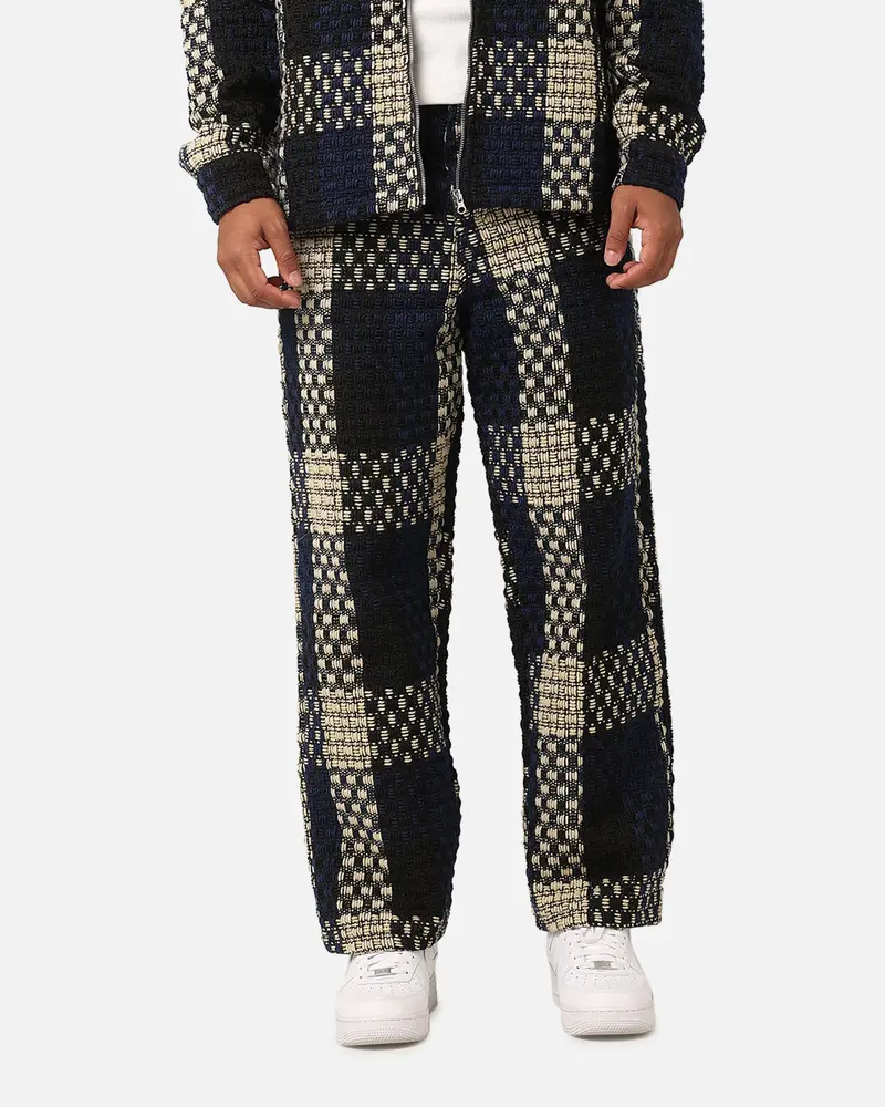 Xxiii Textured Weave Pants Blue/Black/Yellow 1