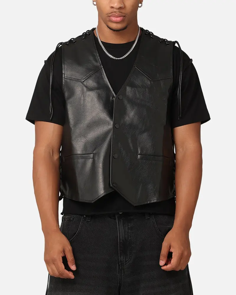 Xxiii Tied Up Pu Leather Vest Black 1