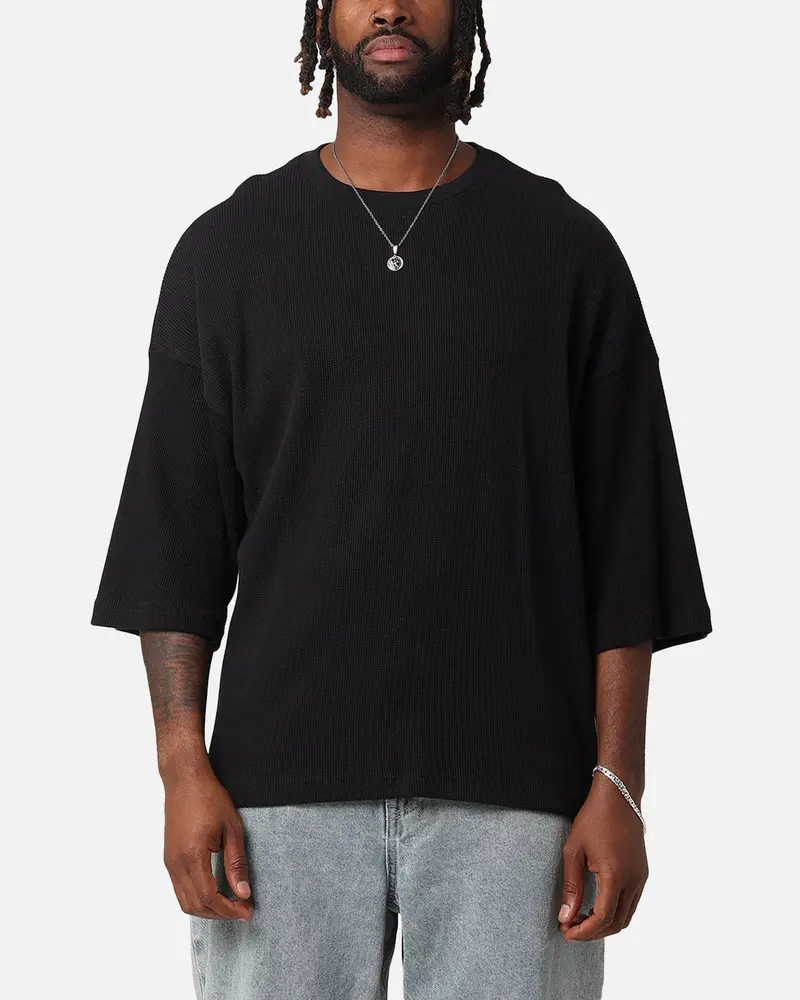 Xxiii Waffle Midsleeve T-Shirt Black 1