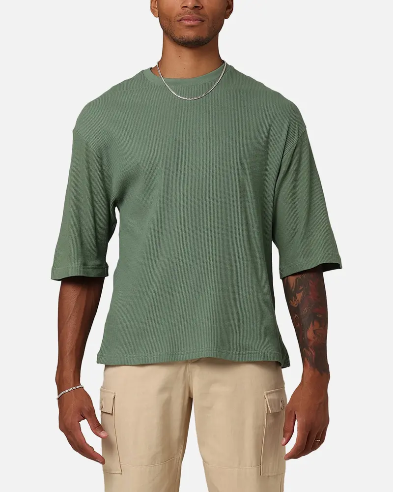 Xxiii Waffle Midsleeve T-Shirt Sage 1