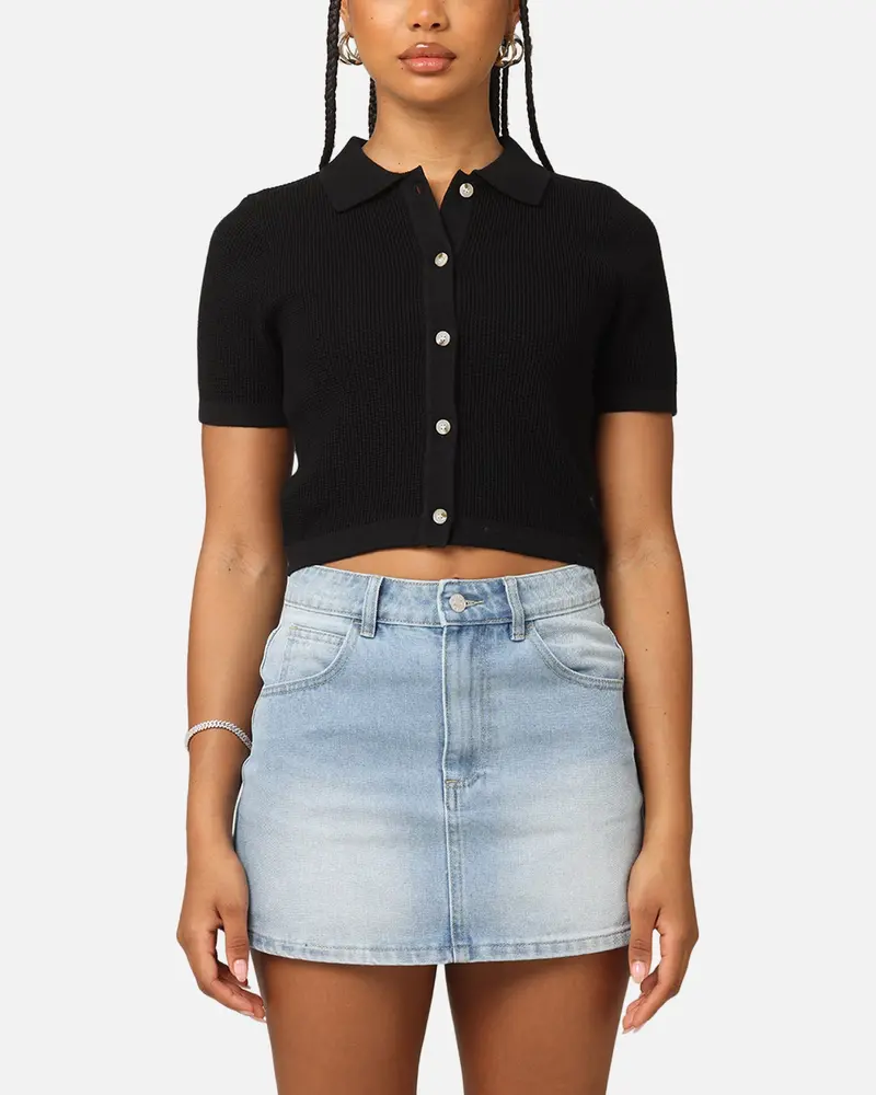 Xxiii Women's Cropped Zyair Button Up Shirt Black 1