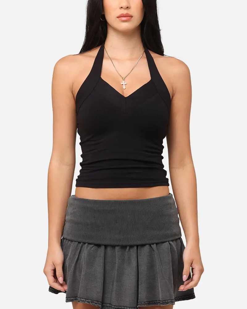 Xxiii Women's Rib Halter Top Black 1