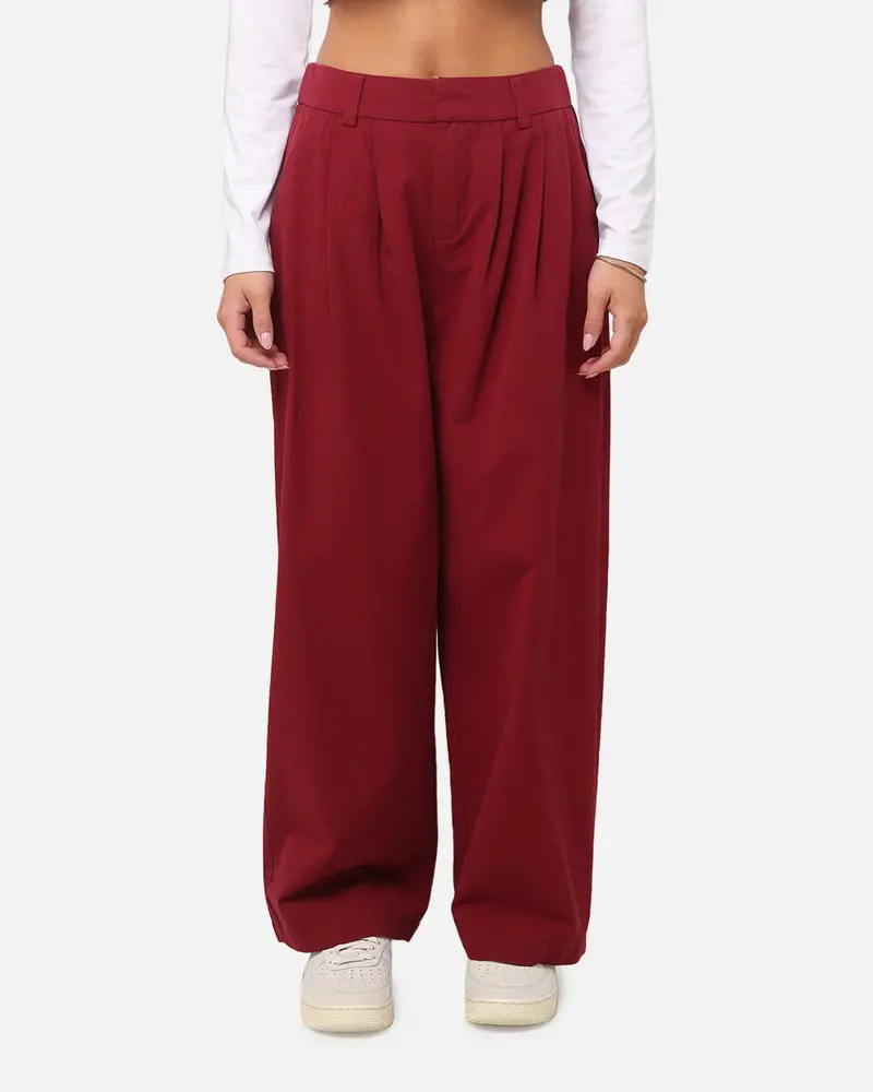 Xxiii Women's Wide Leg Tailored Pant Maroon 1