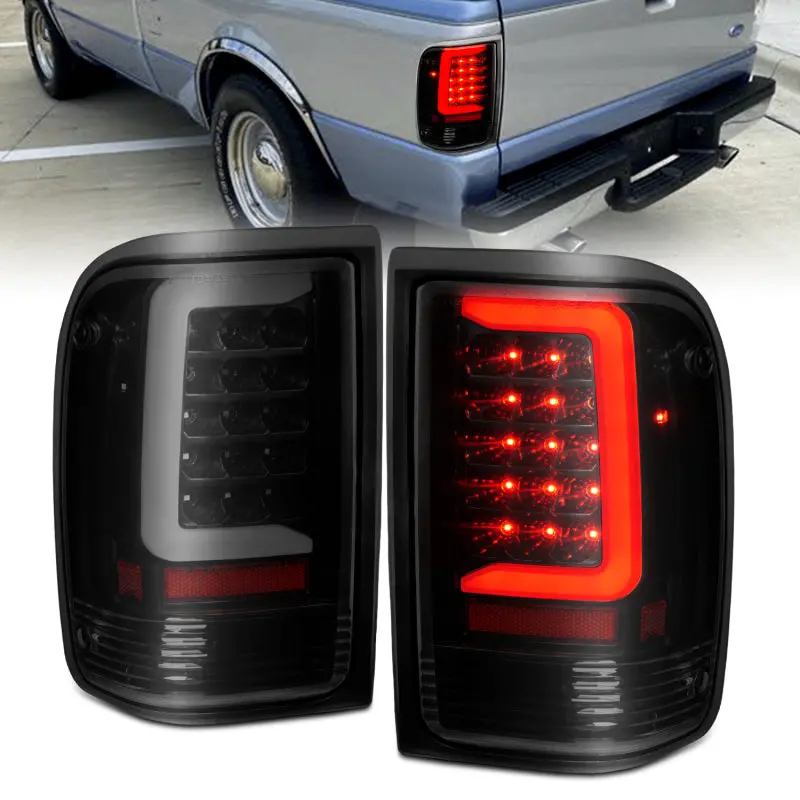 Anzo Led Tail Light Assembly With Integrated Light Bar – Black Housing, Smoked Lens For 1993–1997 Ford Ranger 1