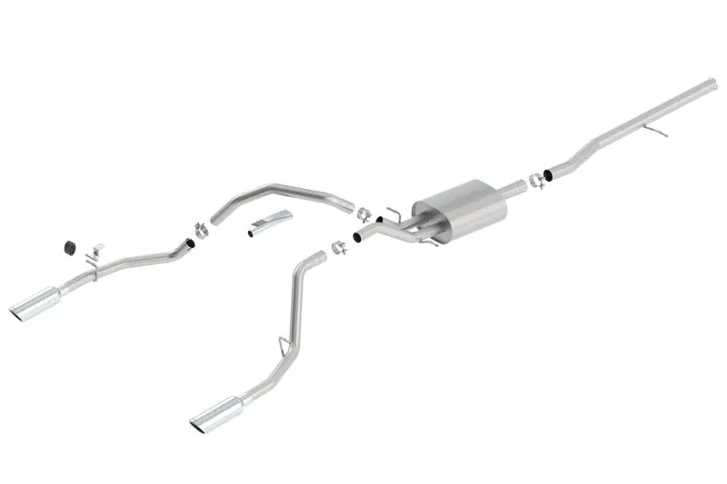 Borla S-Type Dual-Exit Exhaust System – 2.75" Inlet, Dual 2.25" Outlets, 4" Tips, For 2014–2015 Silverado/Sierra 1500 Crew Cab 1