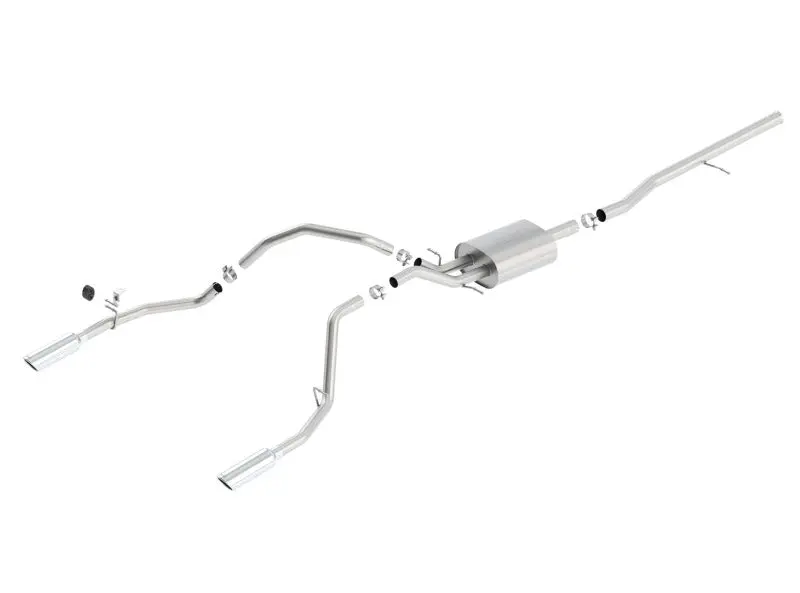 Borla S-Type Dual-Exit Exhaust System – 2.75" Inlet, Dual 2.25" Outlets, 4" Tips, For 2014–2015 Silverado/Sierra 1500 Crew Cab 2