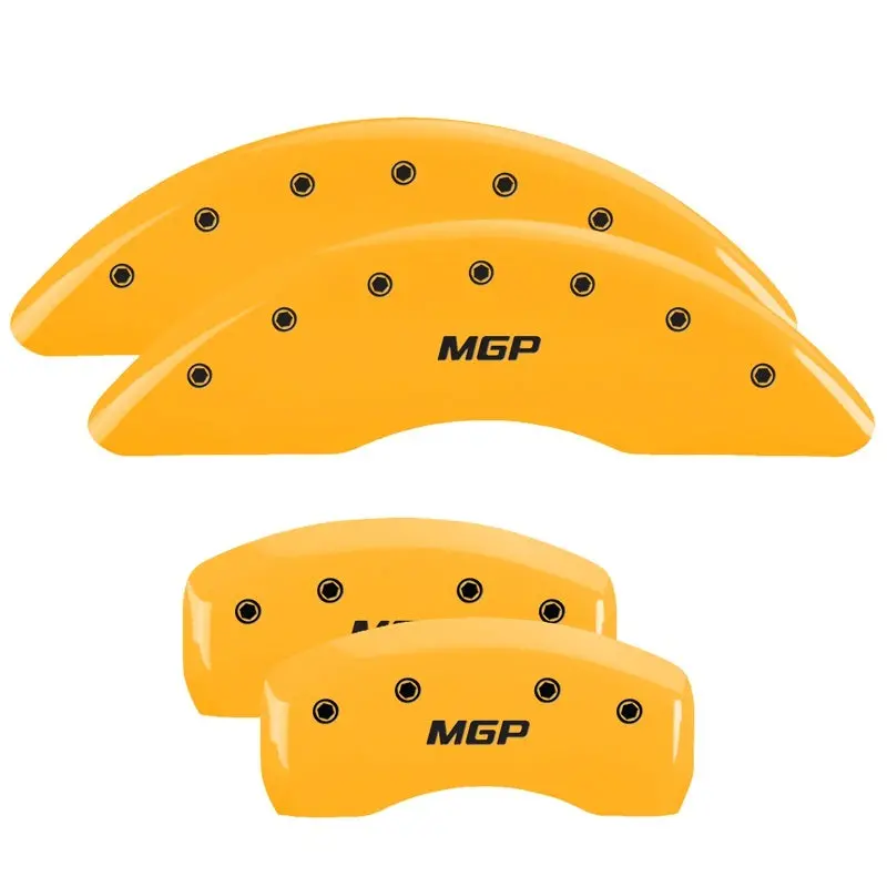 Mgp Engraved 4-Piston Caliper Covers – Hummer Yellow Finish With Black Char Accents For 2010 Hummer H3T 1