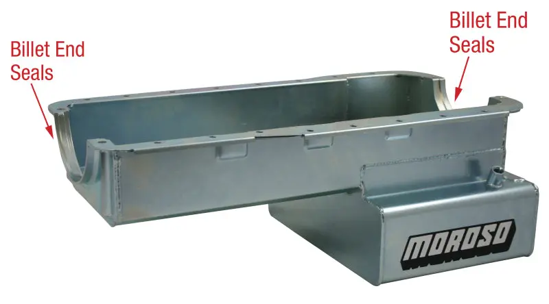 Moroso 7-Quart Steel Wet Sump Oil Pan For Ford 351W – Road Race Baffled, Front Sump & Billet End Seals 1