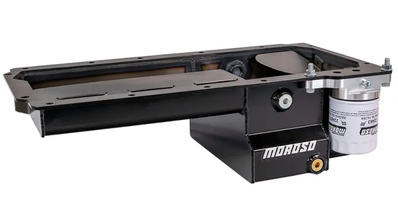 Moroso Dart Ls Next-Gen 3 Skirted Oil Pan For Early F-Body – Baffled, Drain-Back Steel Construction, Black 1