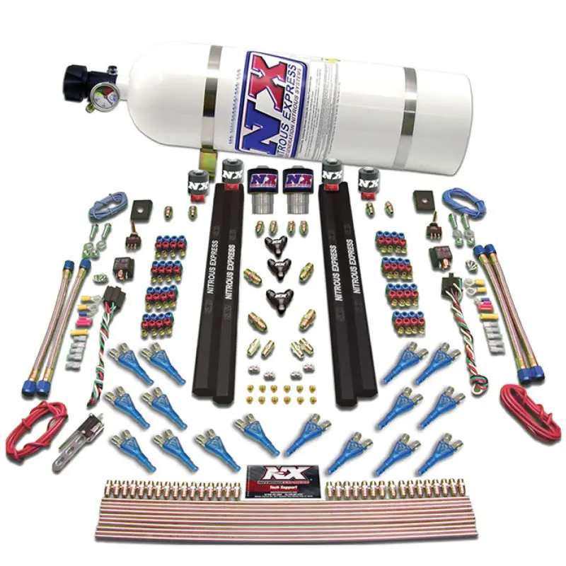 Nitrous Express Shark Dual-Stage Nitrous System – Gas/Nitrous Rails, 16-Port Nozzles, 200–1200 Hp Range With Composite Bottle 1
