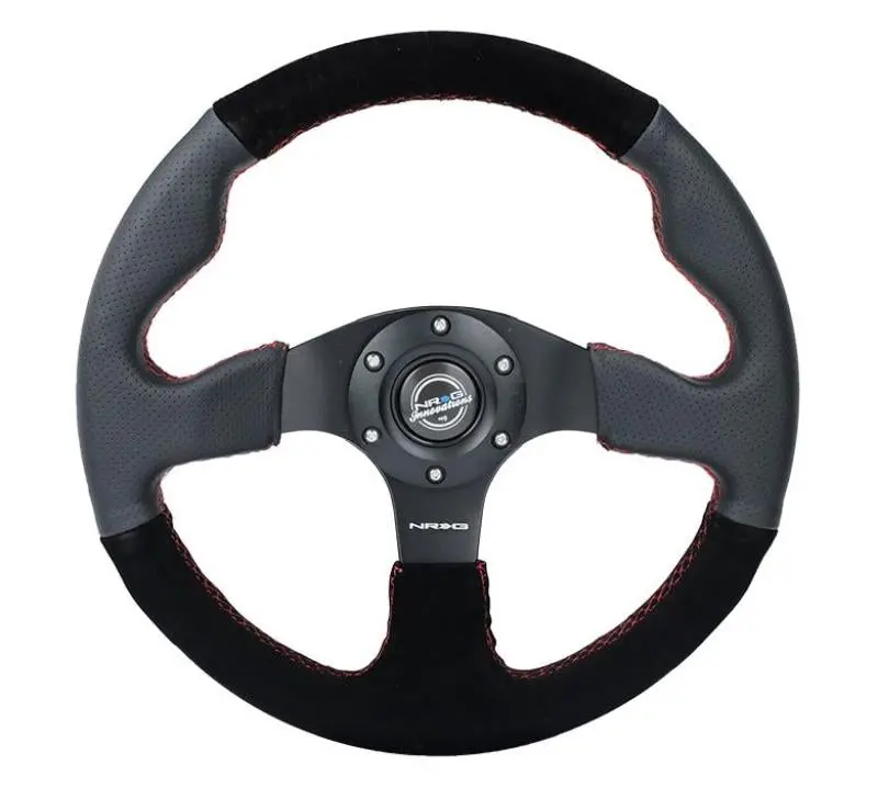 Nrg Reinforced 320 Mm Steering Wheel – Sport Leather & Suede With Red Stitching, 2.5 In Dish Depth 1