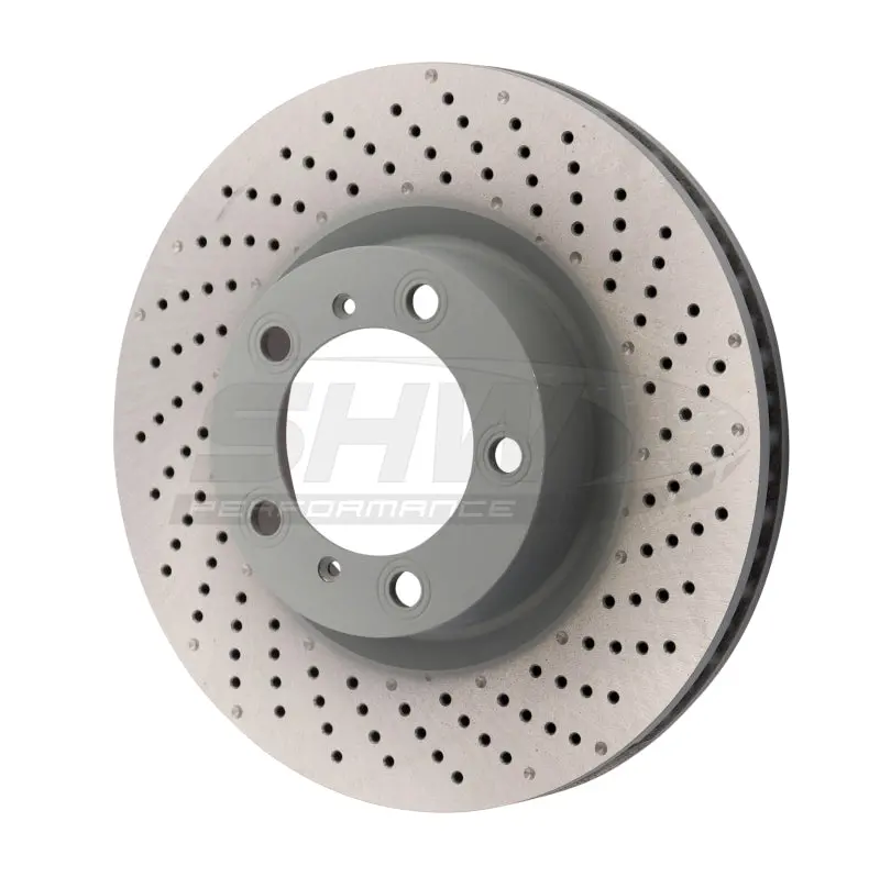 Shw Drilled And Dimpled Front Brake Rotor For 2009–2016 Porsche 911 Carrera (Non-Ceramic Brake Models), Right Side – Part #99735140201 1