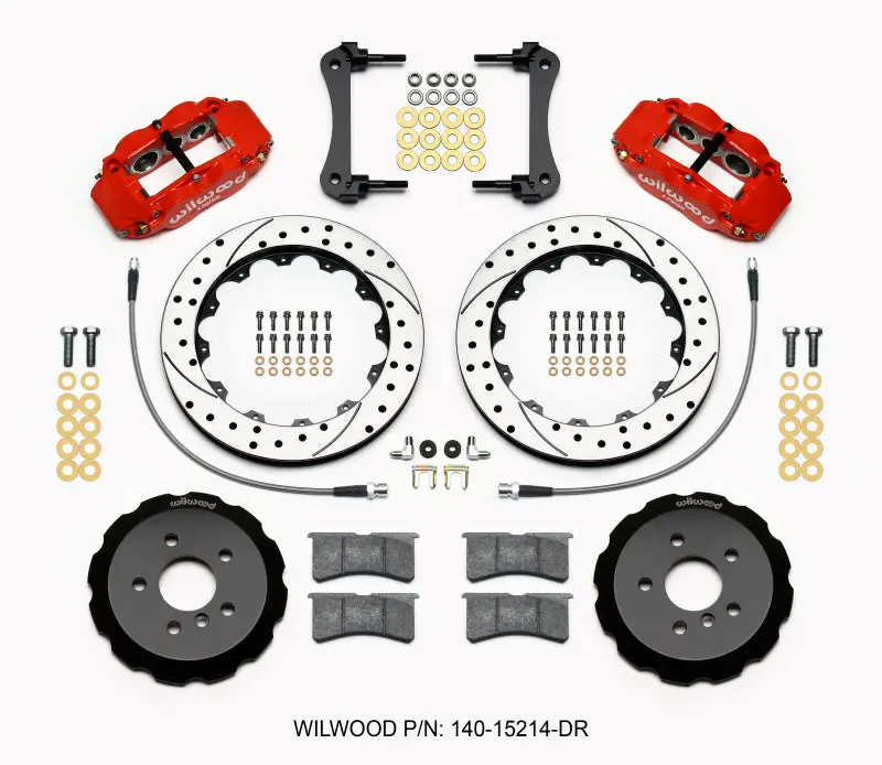 Wilwood Narrow Superlite 6R Front Brake Hat Kit – 12.88" Drilled, Red Finish, Includes Lines For 2014–2015 Mini Cooper 1